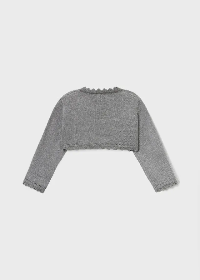 308 Mayoral Girls Basic Knit Cardigan, Grey