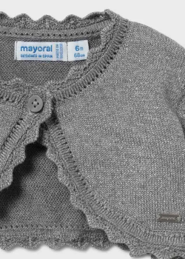 308 Mayoral Girls Basic Knit Cardigan, Grey