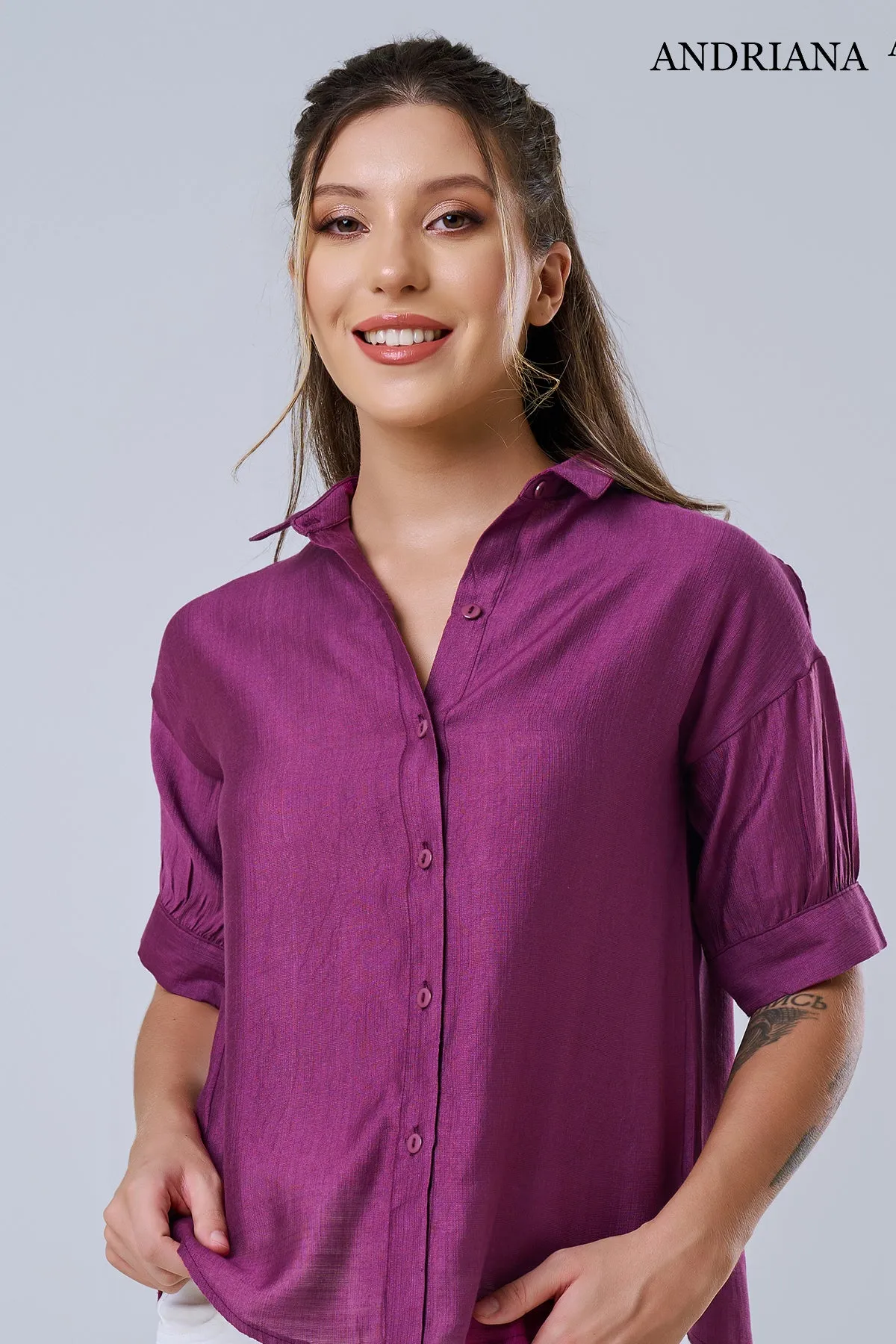 Andriana Elegance Women's Split Back Chic Office Top
