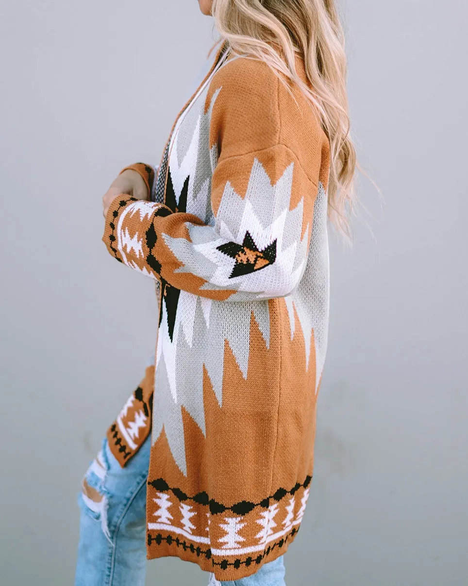 Aztec Open Front Cardigan