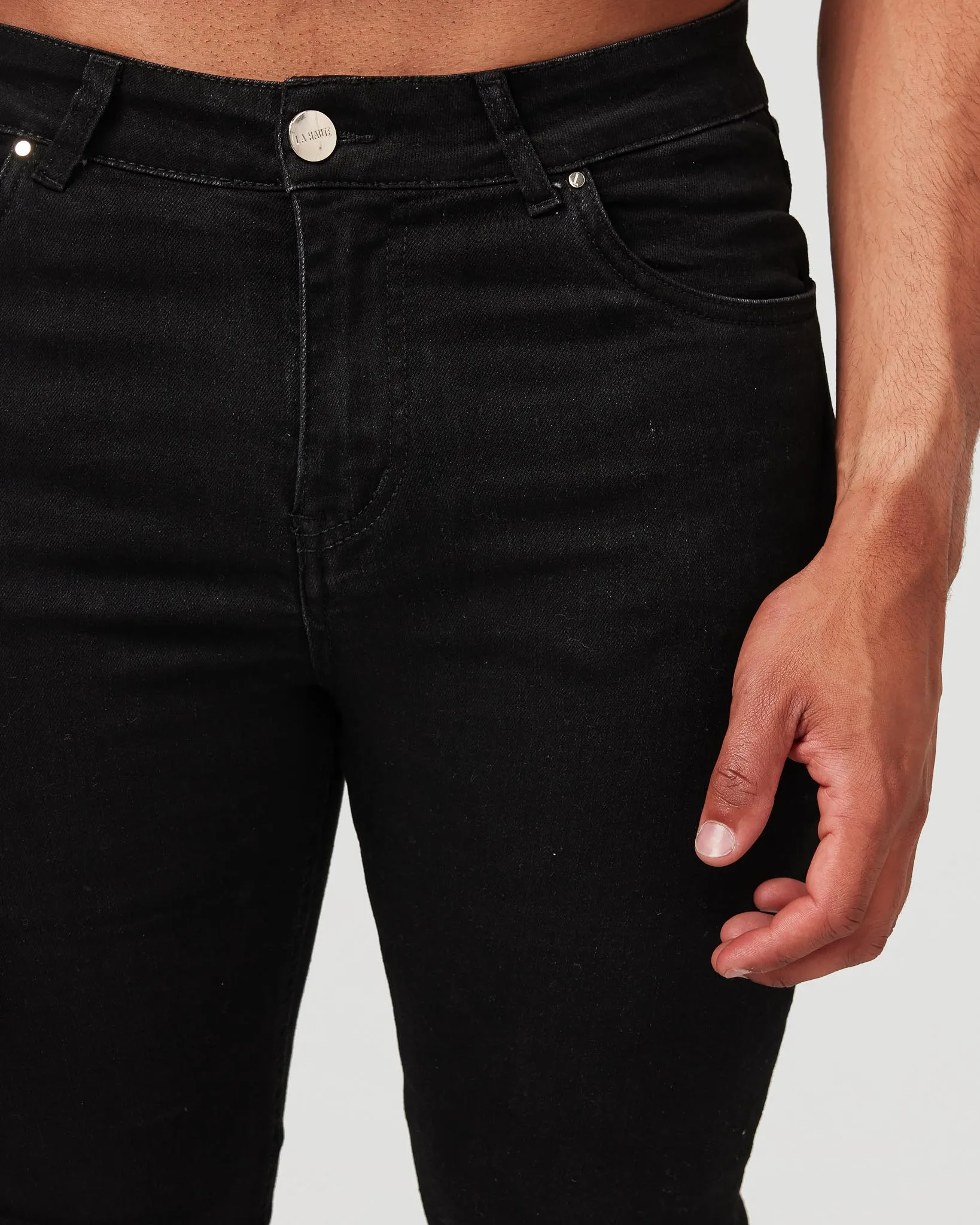 Black Destroyed Knee Jeans