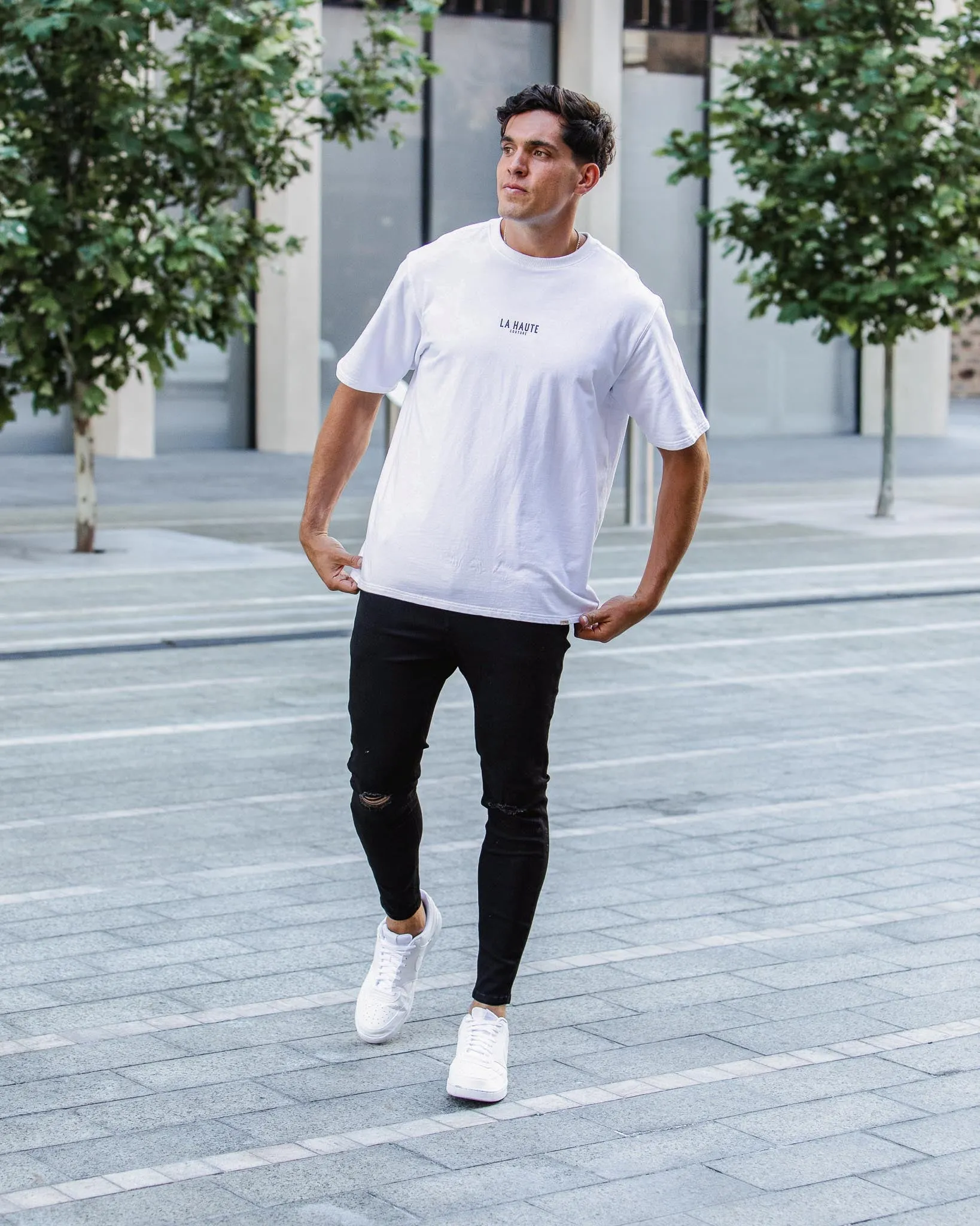Black Destroyed Knee Jeans