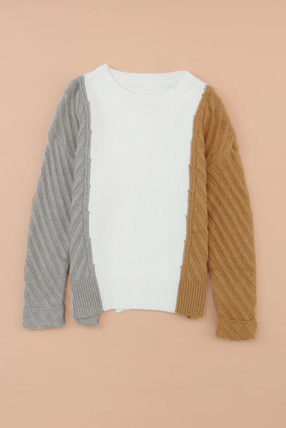 Colorblock Textured Drop Shoulder Sweater