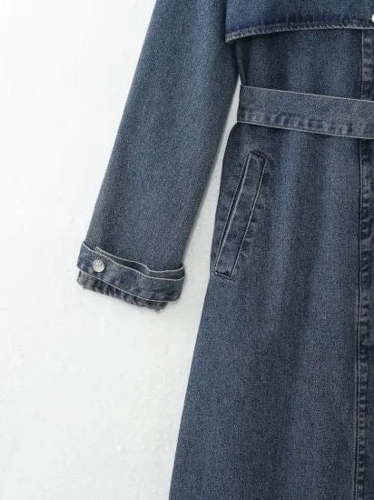 Denim trenchcoat jakke- Washed blue - Vera - Sassy Copenhagen