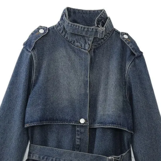 Denim trenchcoat jakke- Washed blue - Vera - Sassy Copenhagen