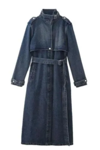 Denim trenchcoat jakke- Washed blue - Vera - Sassy Copenhagen