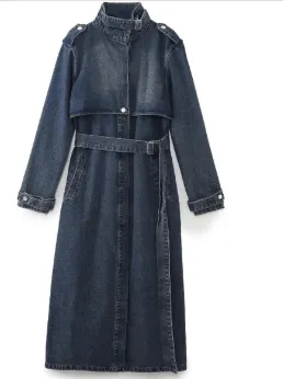 Denim trenchcoat jakke- Washed blue - Vera - Sassy Copenhagen