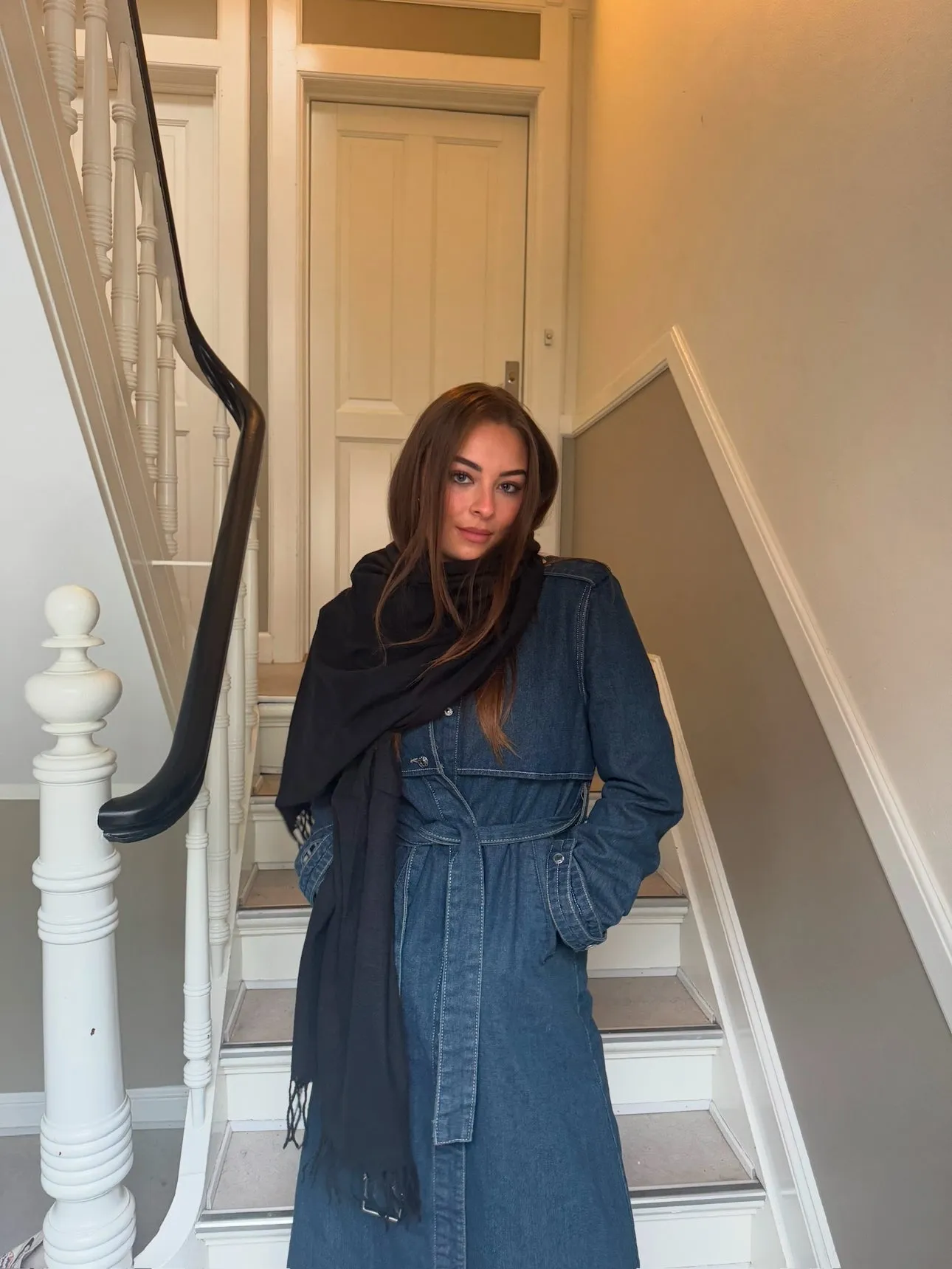 Denim trenchcoat jakke- Washed blue - Vera - Sassy Copenhagen