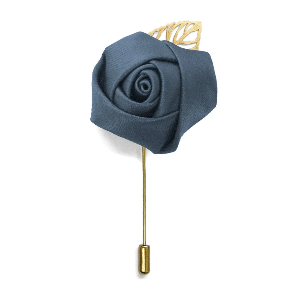 Dusty Blue Premium Flower Lapel Pin