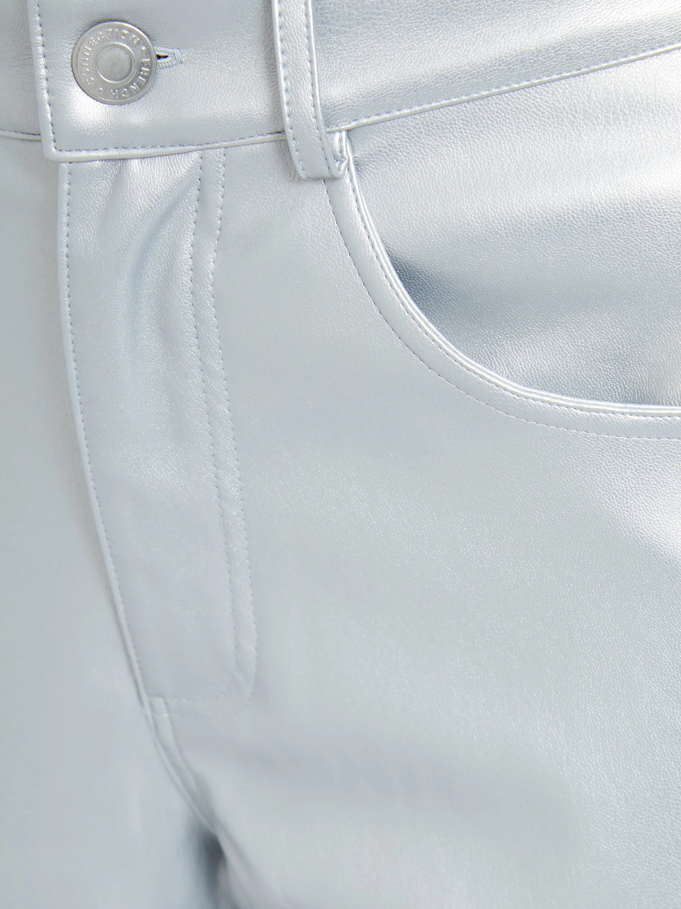 Faux Leather Regular Fit Jeans