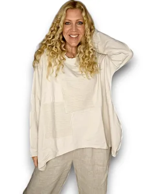 Helga May Cotton Patchwork Sweater: Plain Light Beige