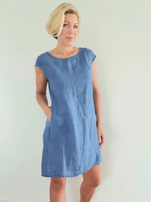 Helga May Kennedy Dress (SMALL) : Plain - Cornflower
