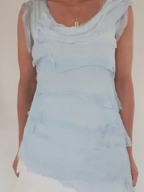 Helga May Layered Silk Top - Baby Blue
