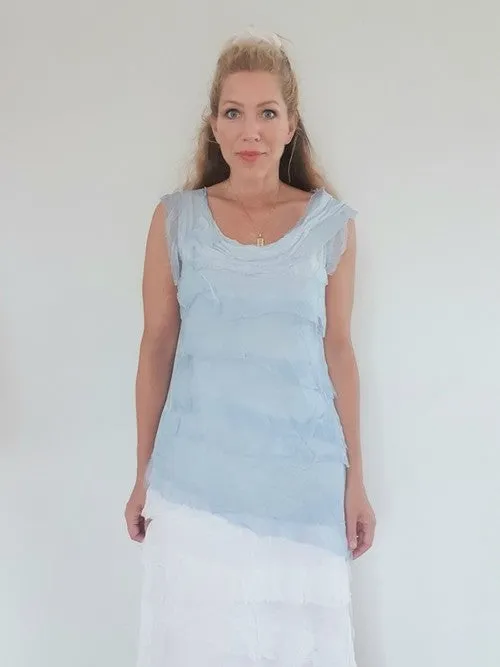 Helga May Layered Silk Top - Baby Blue