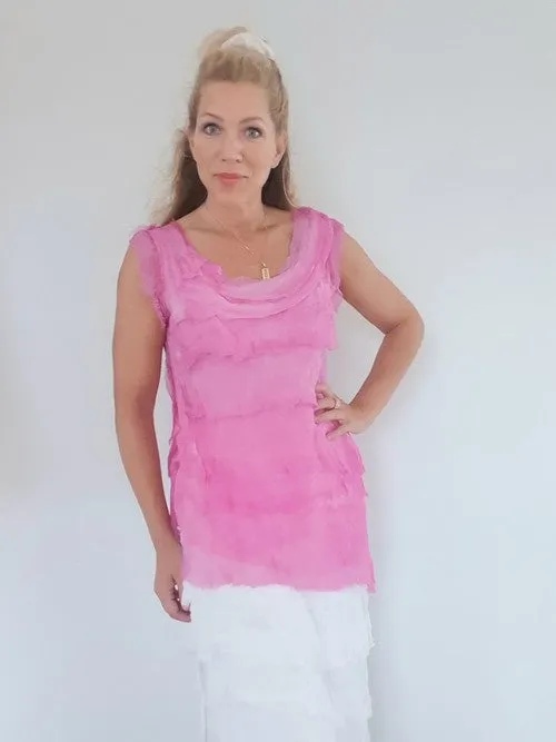 Helga May Layered Silk Top - Bubble Gum