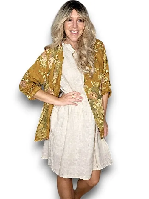 Helga May: Linen Suit Jacket - Scarlett Rose Mustard