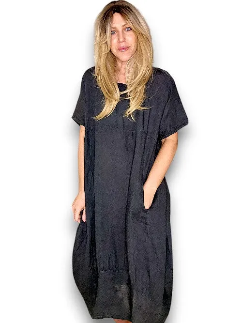 Helga May: Mid Sleeve Maxi Dress - Charcoal