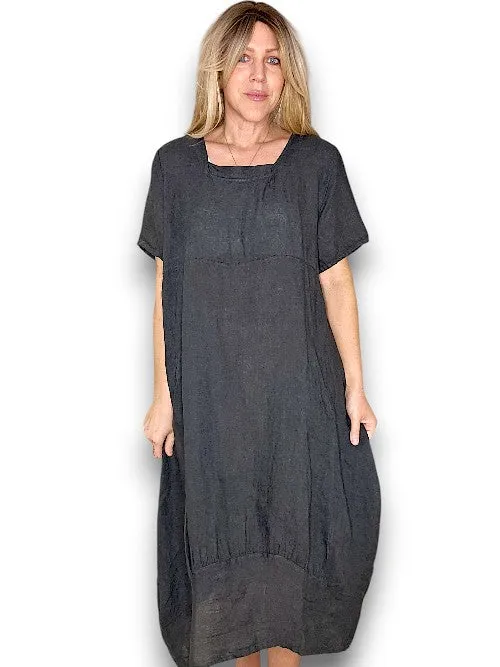 Helga May: Mid Sleeve Maxi Dress - Charcoal