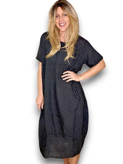 Helga May: Mid Sleeve Maxi Dress - Charcoal