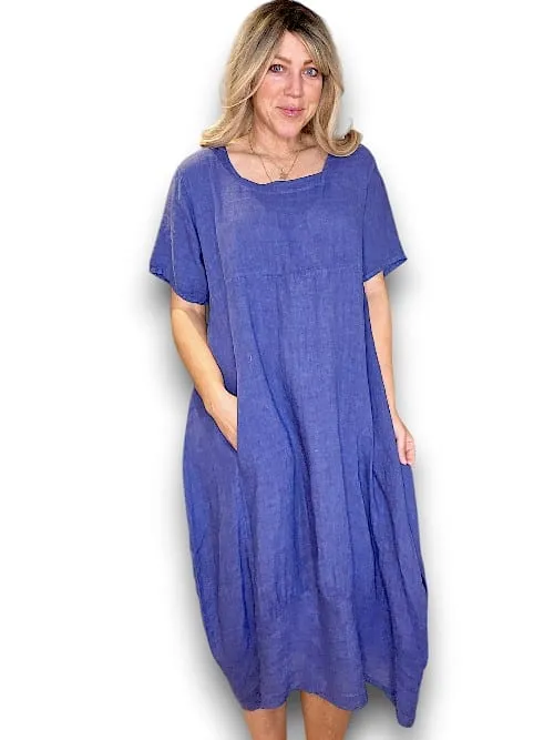 Helga May: Mid Sleeve Maxi Dress - Indigo