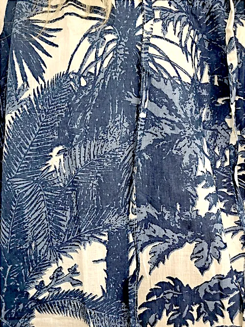 Ida Ivy: Pouf Sleeve Tunic - Blue Palm Porcelain