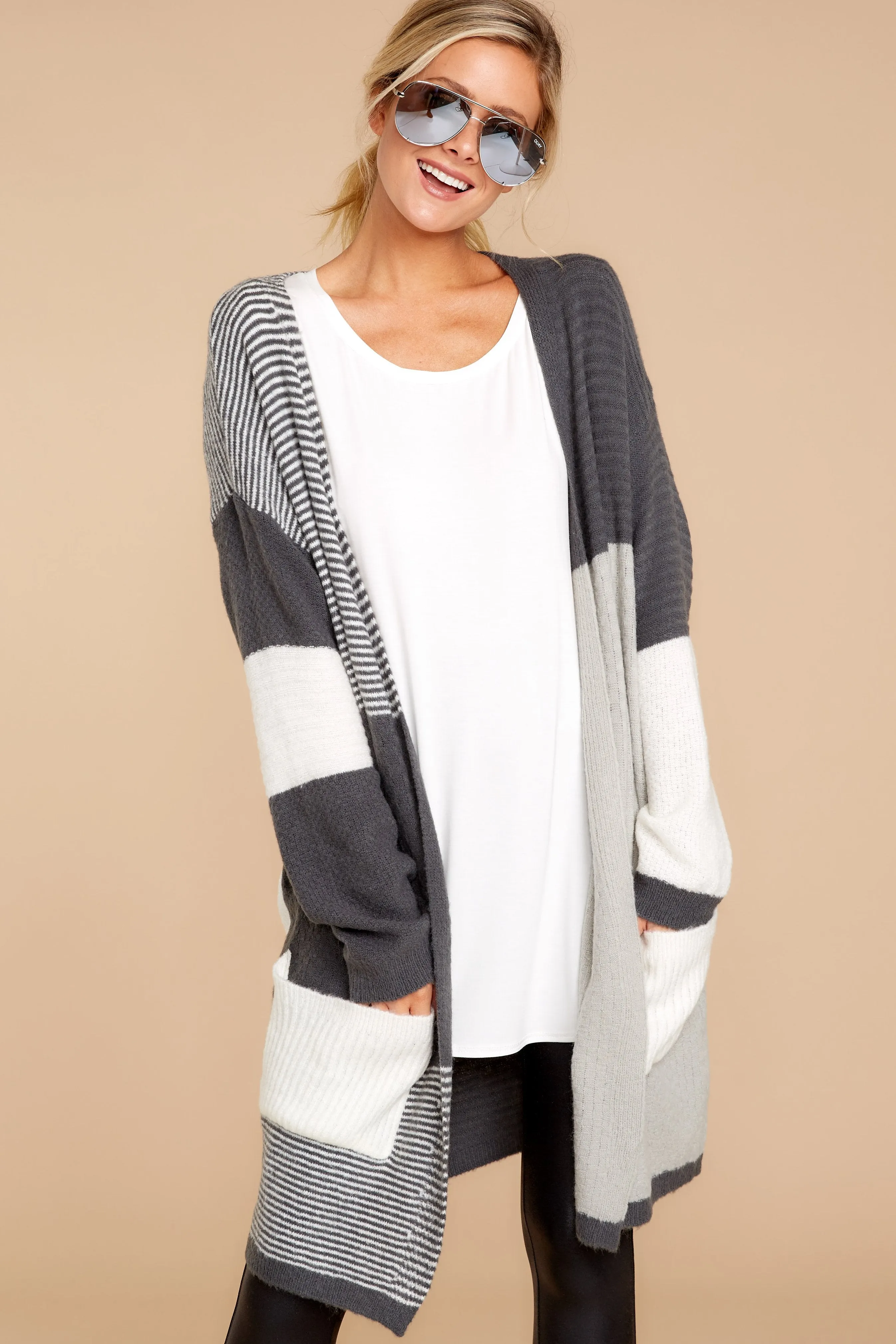 In Your Comfort Zone Grey Multi Cardigan