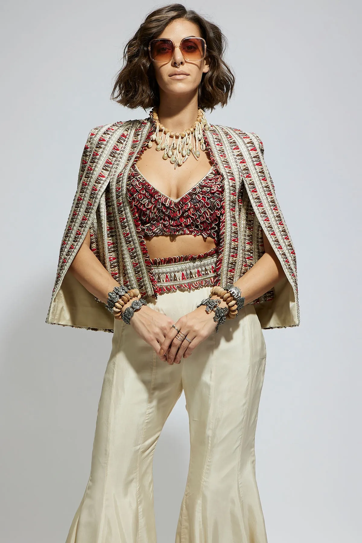 Ivoryivory Embellished Cape Jacket
