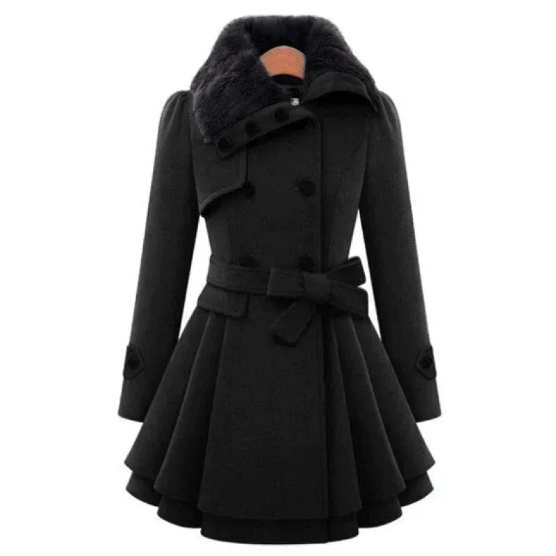 Laura | Schicker Trenchcoat mit Veganem Fell