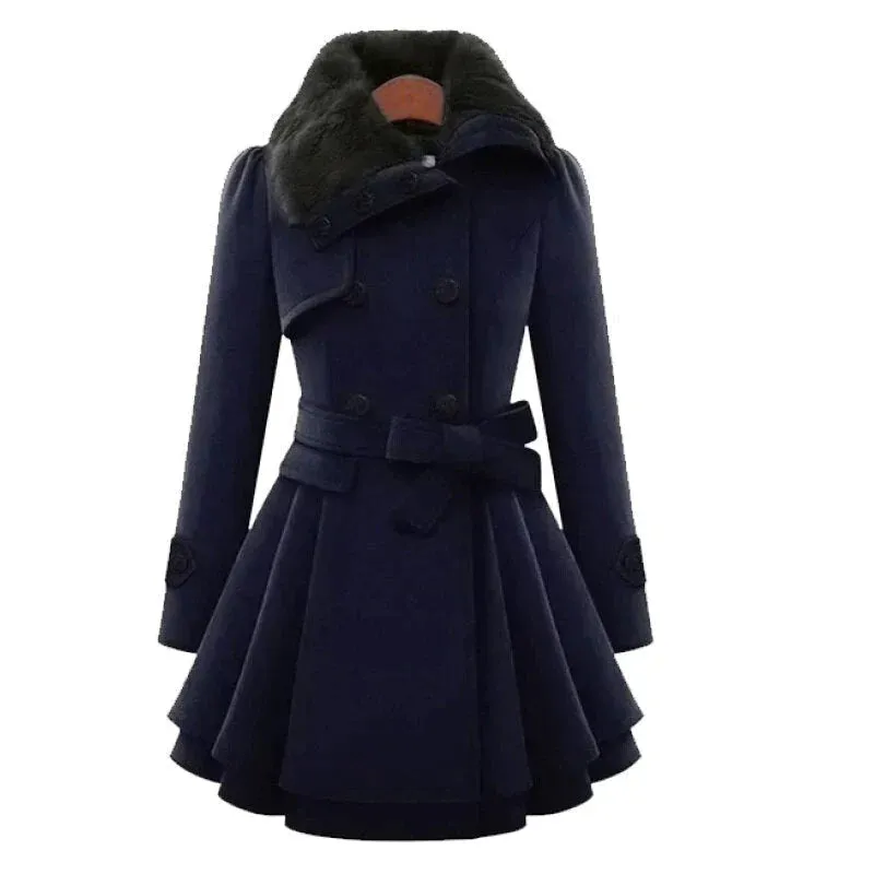 Laura | Schicker Trenchcoat mit Veganem Fell