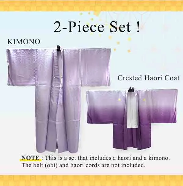 Men's Formal Kimono and Crested Haori Coat 2-Piece Set ＜Purple blur＞