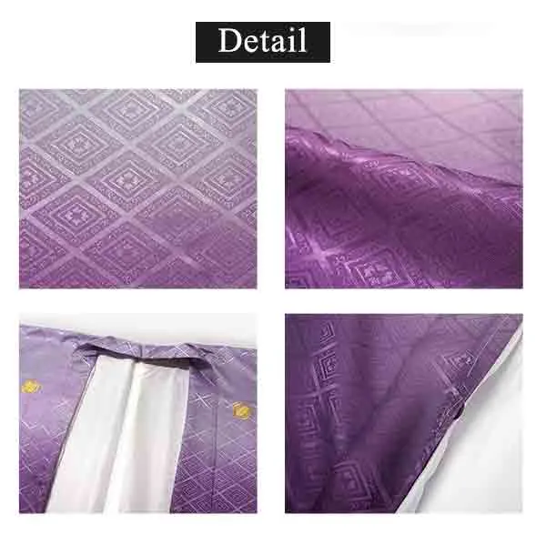 Men's Formal Kimono and Crested Haori Coat 2-Piece Set ＜Purple blur＞