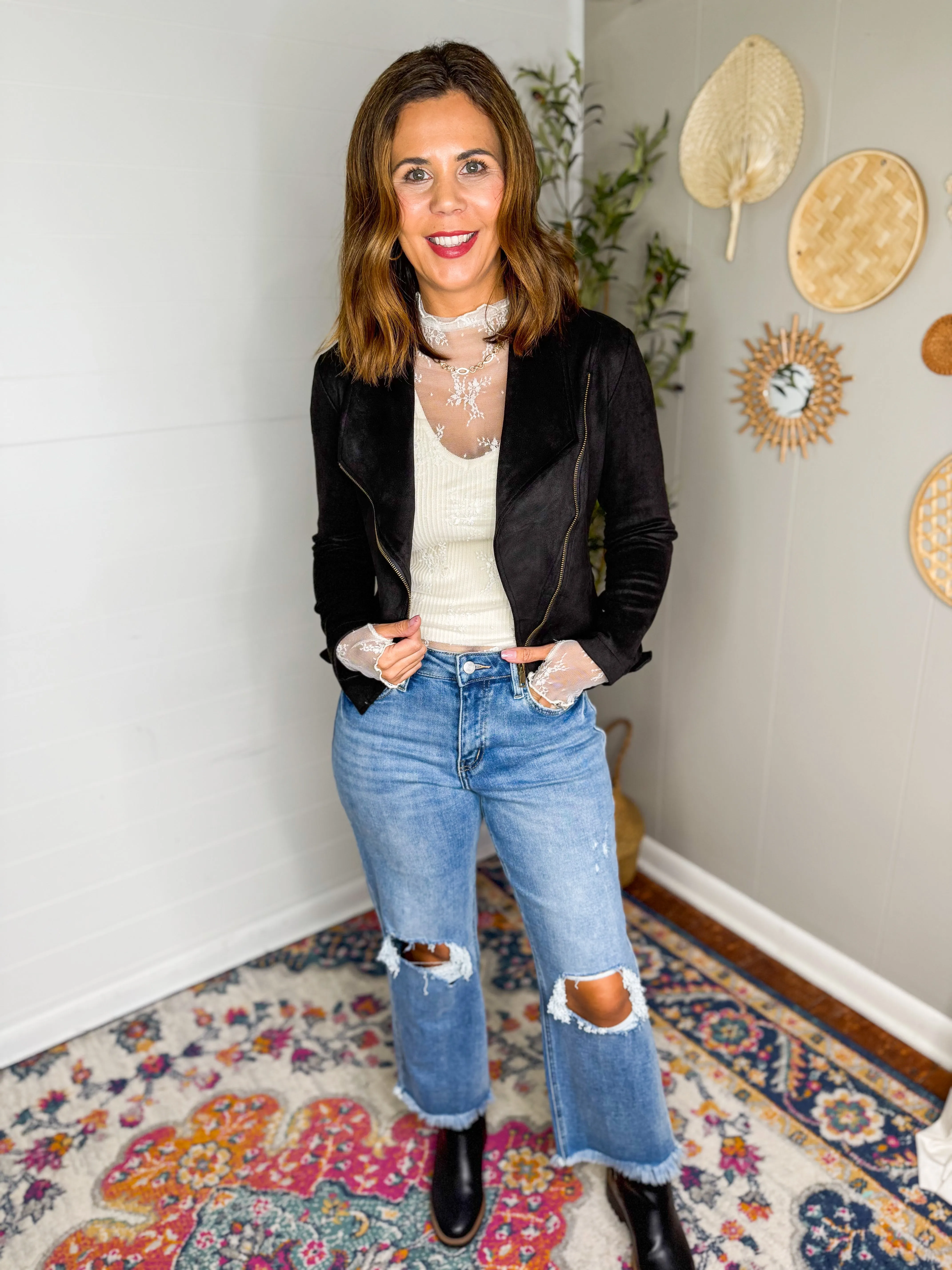 Mesh Floral Top - White