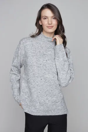 Mottled French Mock Neck