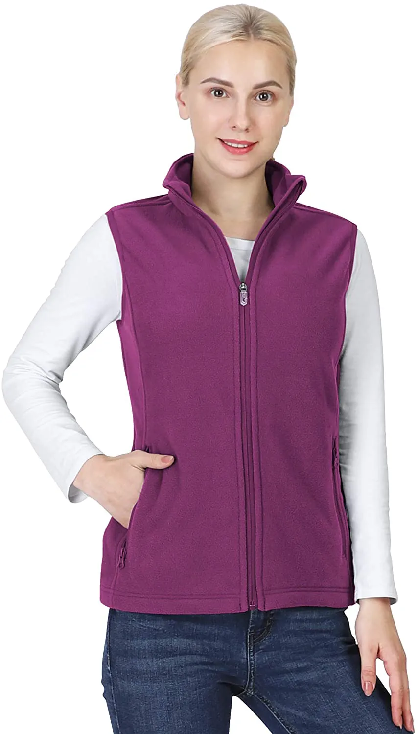 Outdoor Ventures Women's Polar Fleece Zip Vest Outerwear with Pockets,Warm Sleeveless Coat Vest for Fall & Winter