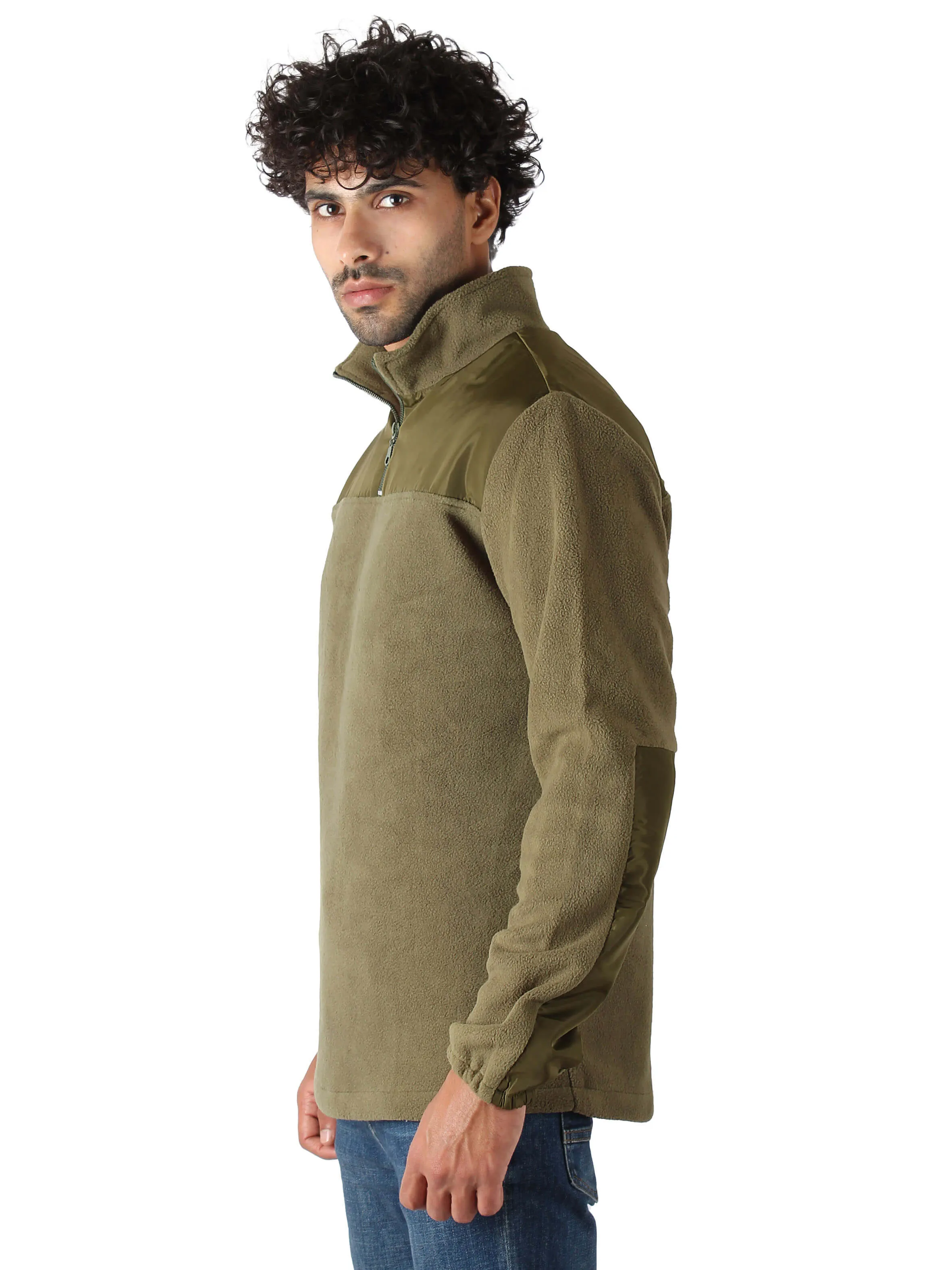Polar Fleece Sweater Quarter Zip Tree Top  - Men