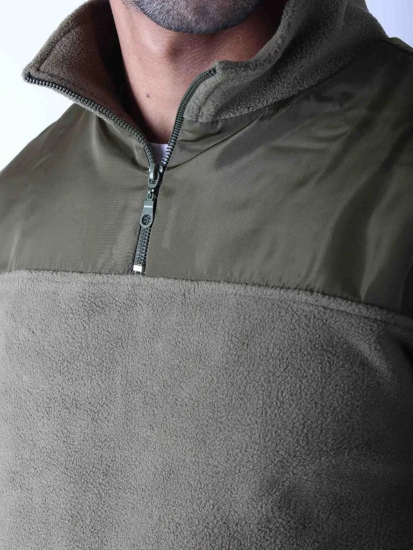 Polar Fleece Sweater Quarter Zip Tree Top  - Men