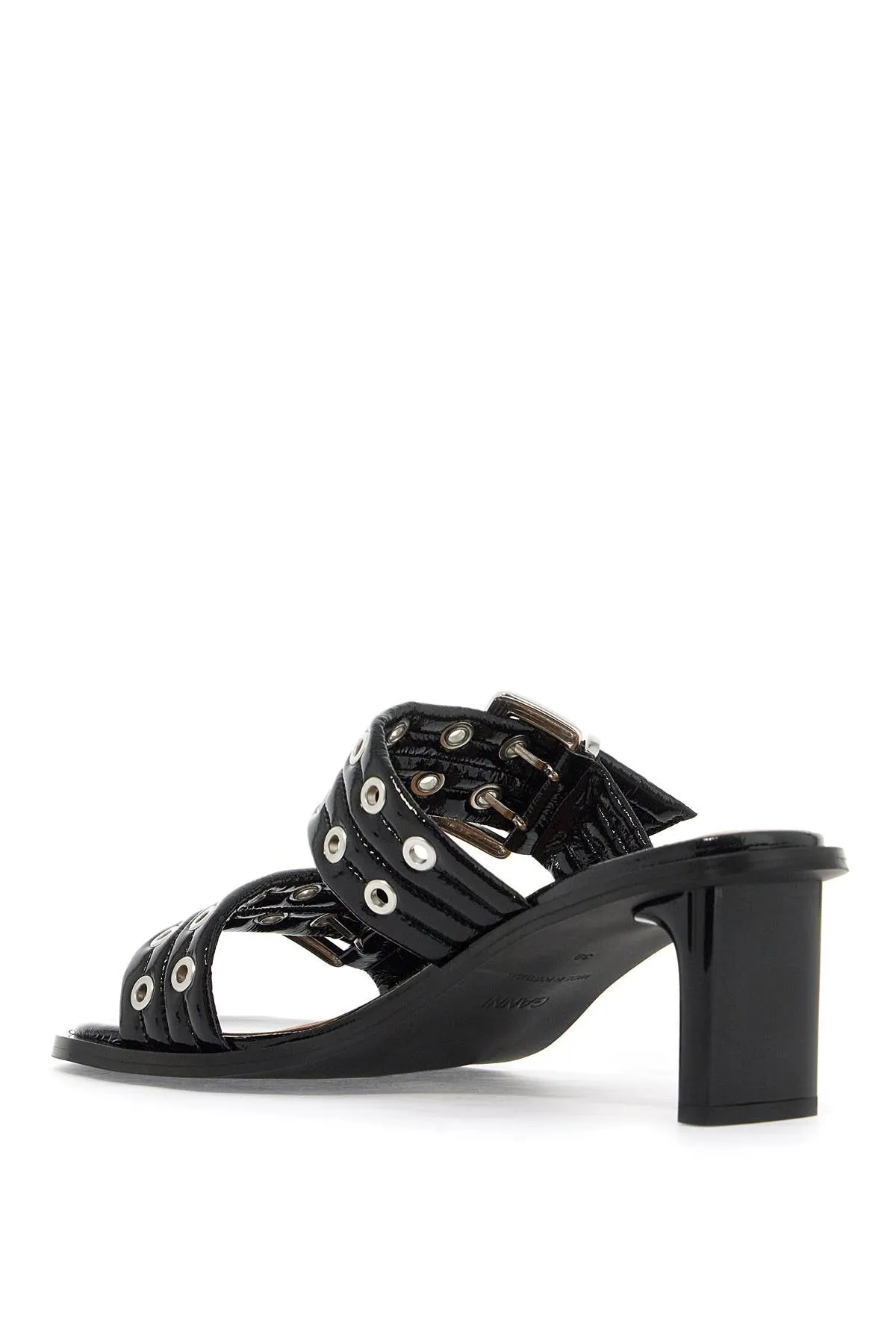 "women's patent buckle m S2661 BLACK