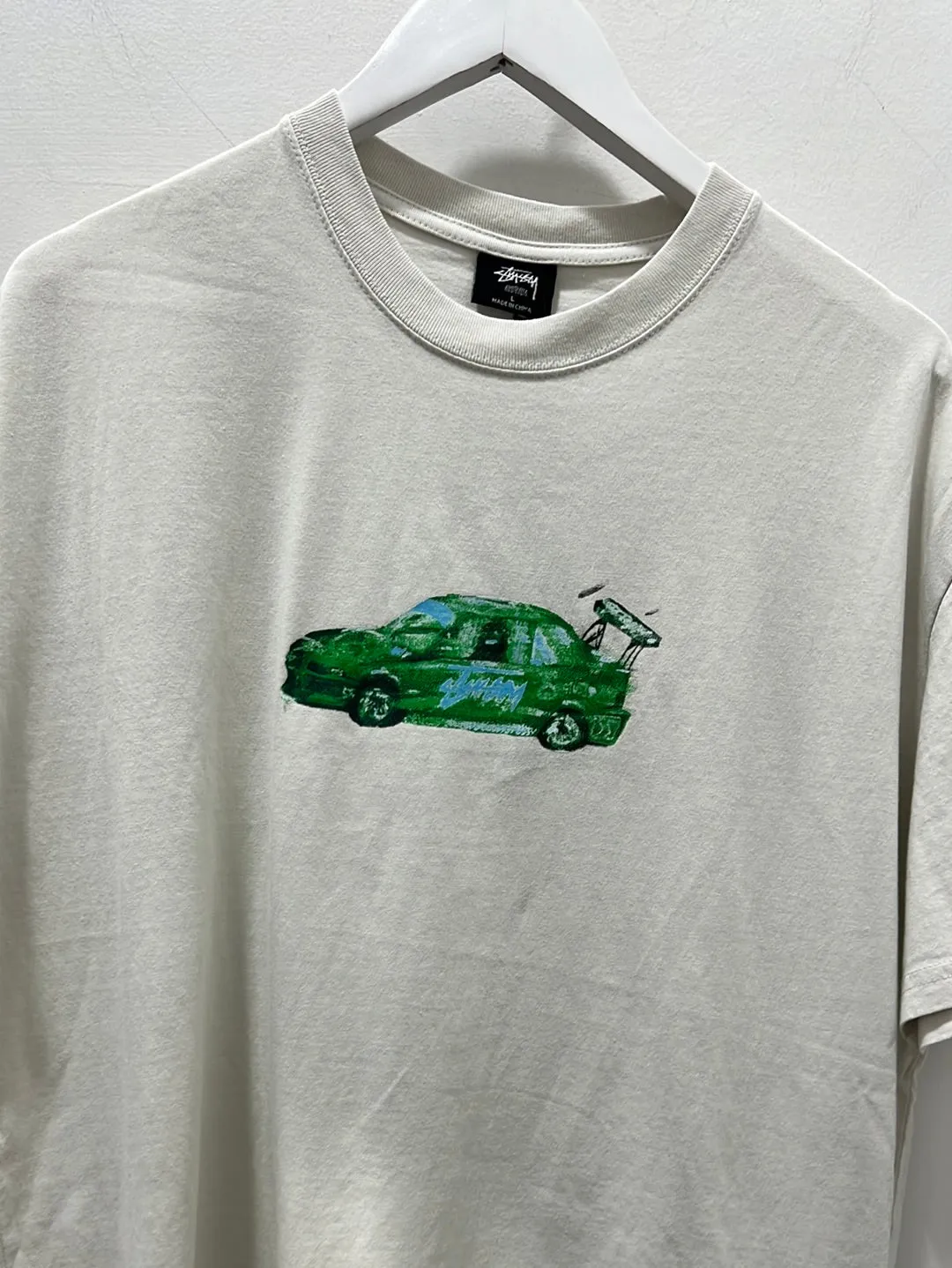 RACECAR SS TEE PIGMENT WASHED WHITE