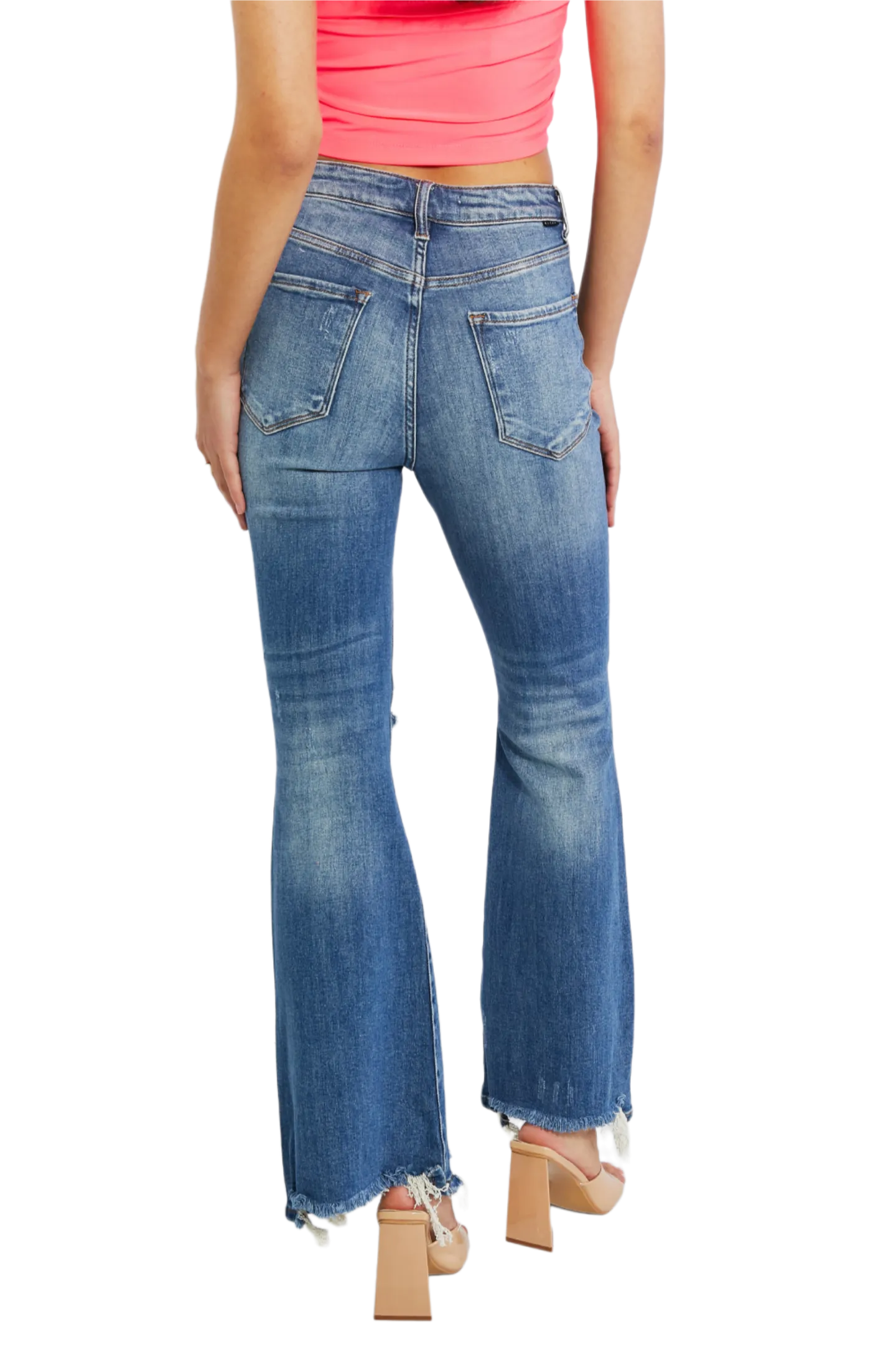 RISEN Full Size Hazel High Rise Distressed Flare Jeans