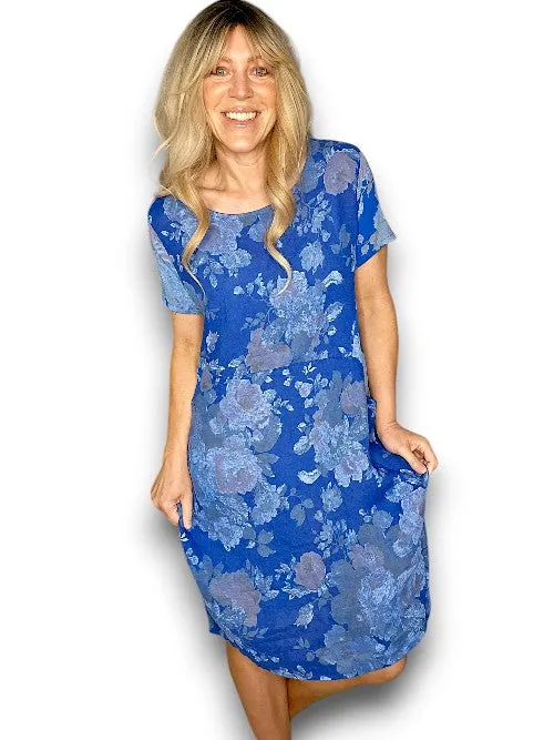 Sized Helga May Jungle Dress: Scarlett Rose - Cobalt