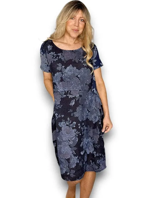 Sized Helga May Jungle Dress: Scarlett Rose - Navy