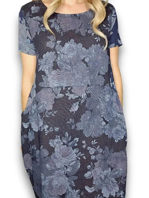 Sized Helga May Jungle Dress: Scarlett Rose - Navy