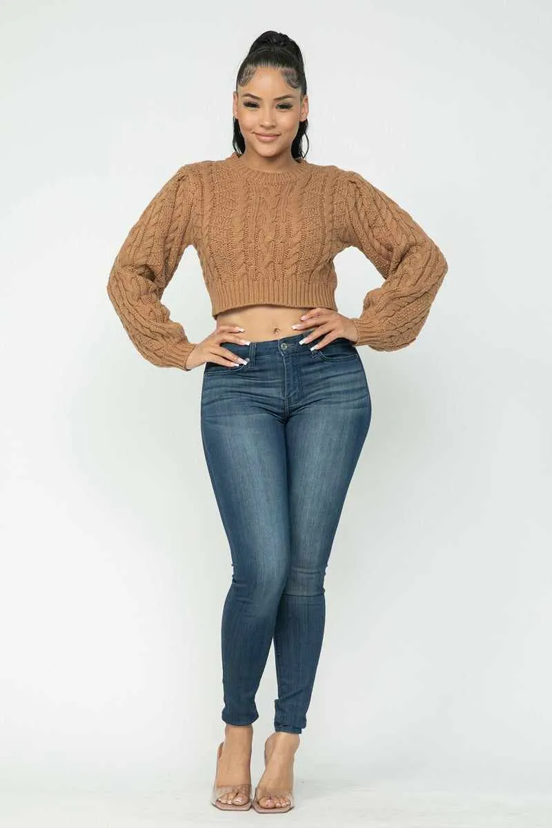 Solid Cable Pullover Top