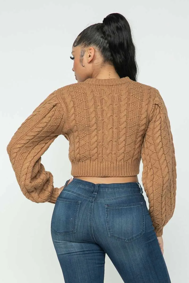 Solid Cable Pullover Top
