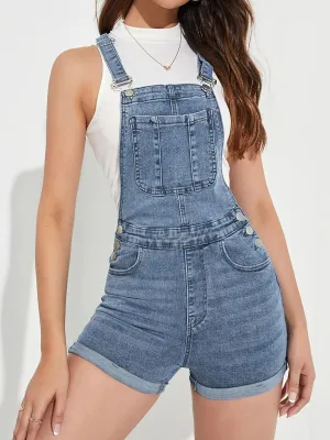 Streetwear Solid Color Overalls