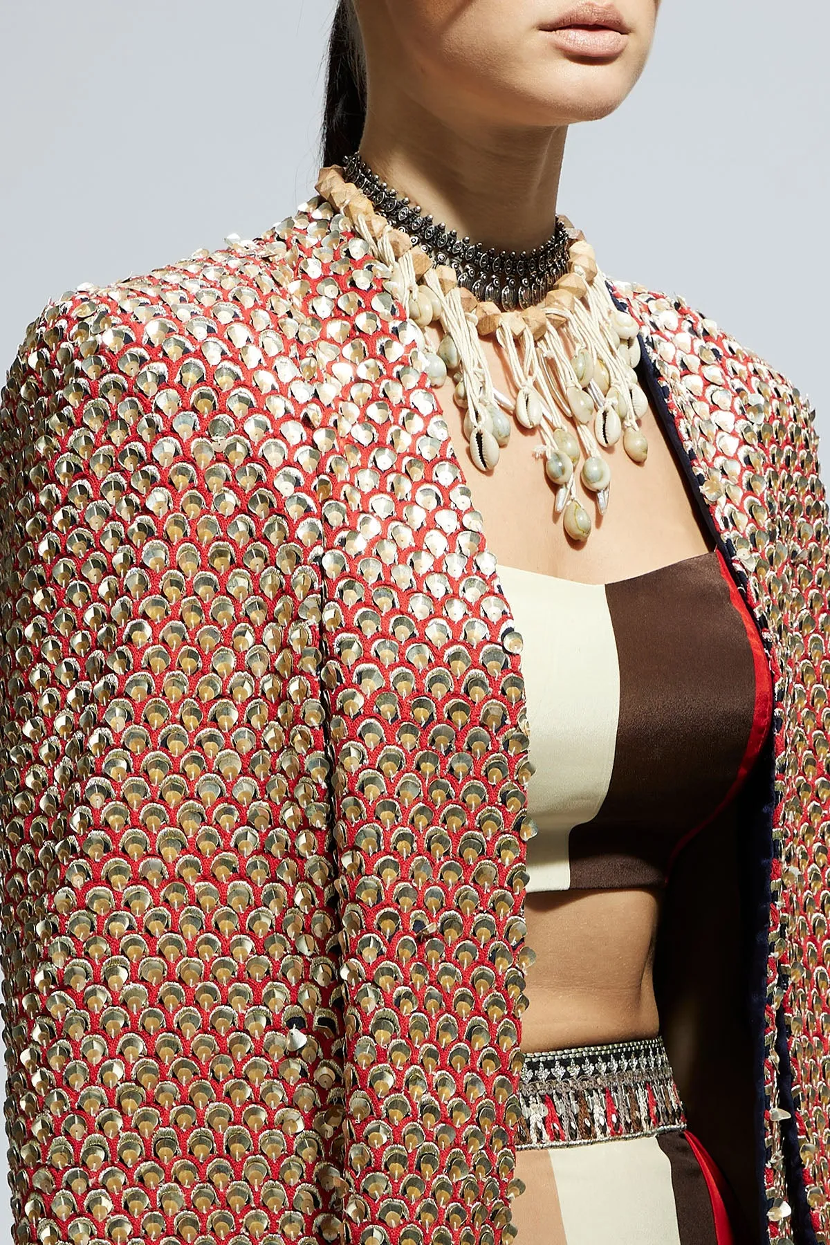 Teraccota Metallic Cape Jacket