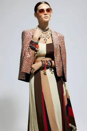Teraccota Metallic Cape Jacket